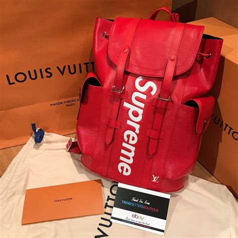 supreme x louis vuitton christopher backpack red price